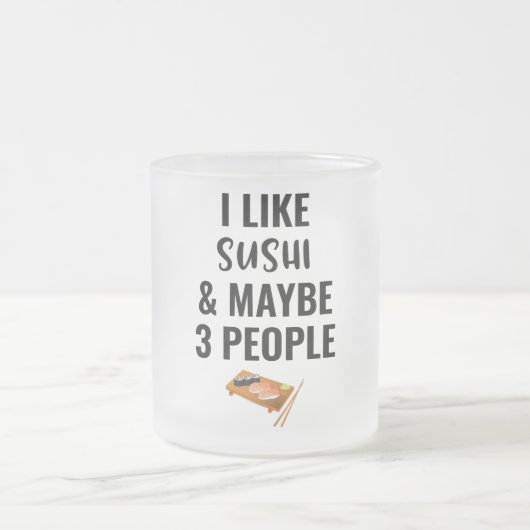 Ik hou van Sushi en misschien 3 mensen Matglas Koffiemok (Center)