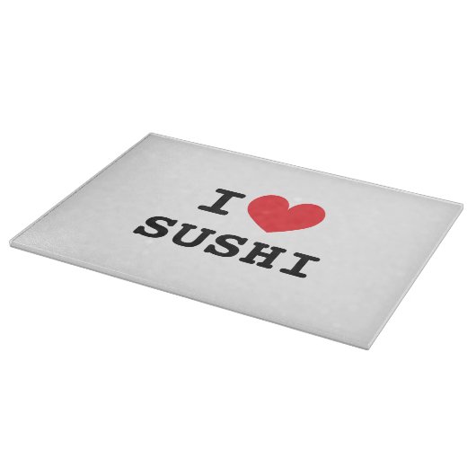 Ik hou van sushi glazen snijplank cadeau voor chef (Hoek)
