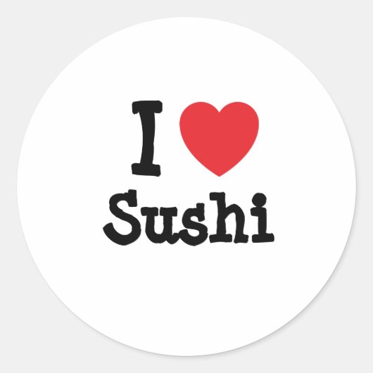 Ik hou van Sushi hart T-shirt Ronde Sticker (Voorkant)