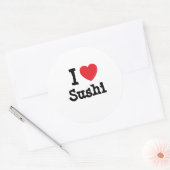 Ik hou van Sushi hart T-shirt Ronde Sticker (Envelop)