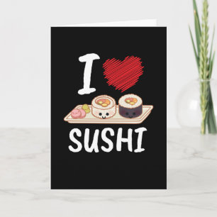 Ik hou van Sushi Japan Kawaii Kaart