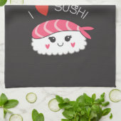 Ik hou van sushi Japanse zeevruchten Theedoek (Gevouwen)