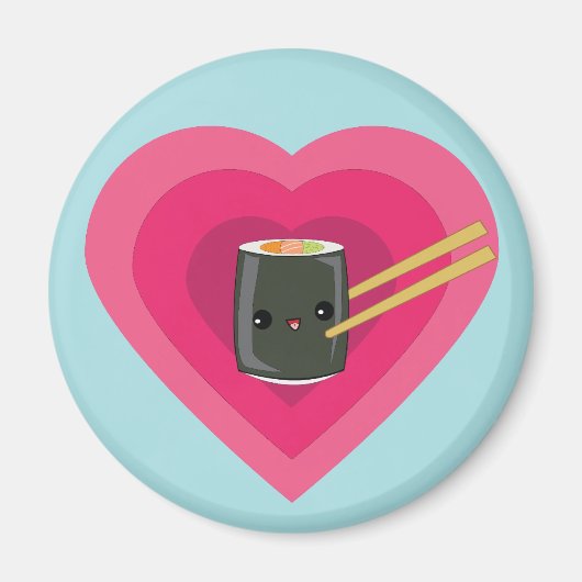 Ik hou van Sushi Kawaii Sushi Roll magneet (Voorkant)