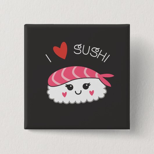 Ik hou van sushi vierkante button 5,1 cm (Voorkant)