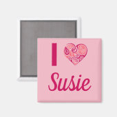 Ik hou van Susie Tribal Heart Magnet (Voorkant / Achterkant)