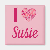 Ik hou van Susie Tribal Heart Magnet (Voorkant)