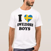 Ik hou van Swedish Boys Fun Sweden Flag Heart Desi T-shirt (Voorkant)