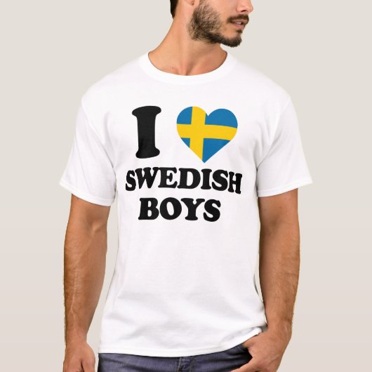 Ik hou van Swedish Boys Fun Sweden Flag Heart Desi T-shirt (Voorkant)