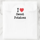 Ik hou van Sweet Potatoes hart T-Shirt Ronde Sticker (Tas)