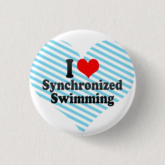 Ik hou van synchroon zwemmen ronde button 3,2 cm (Voorkant)