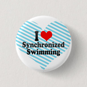 Ik hou van synchroon zwemmen ronde button 3,2 cm
