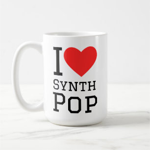 Ik hou van synth pop Square sticker Koffiemok