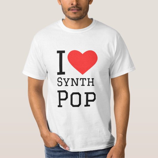 Ik hou van synth pop Square sticker T-shirt (Voorkant)
