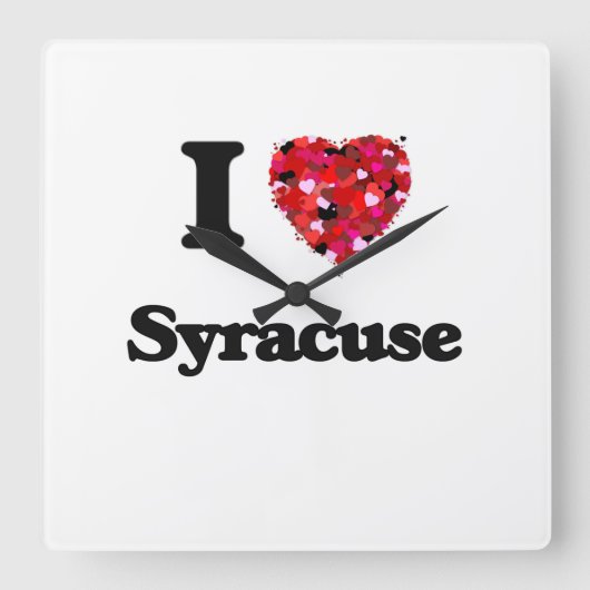Ik hou van Syracuse New York Vierkante Klok (Voorkant)