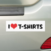 Ik hou van T-Shirts Bumpersticker (Op auto)