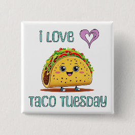 Ik hou van Taco Dinsdag Vierkante Button 5,1 Cm