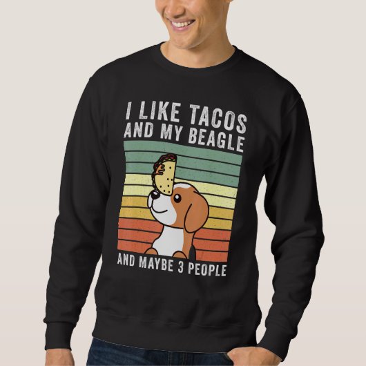 Ik hou van Tacos Beagle Retro  Dog Trui (Voorkant)