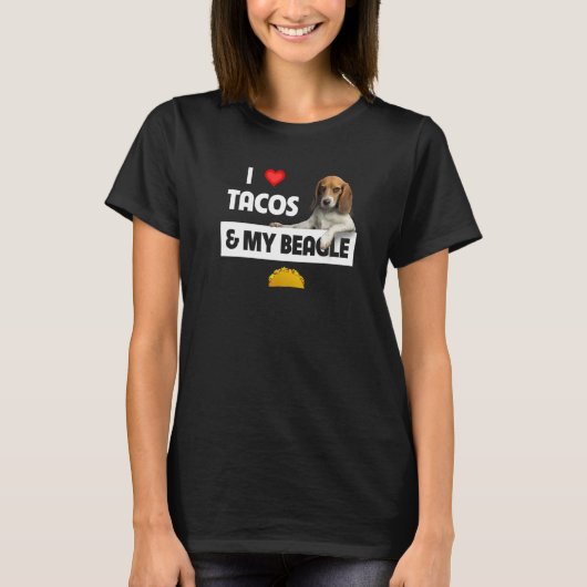 Ik hou van tacos en mijn beagle jager. Mexicaanse T-shirt (Voorkant)