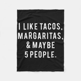 Ik hou van Tacos Margaritas en als 5 mensen dinsda Fleece Deken