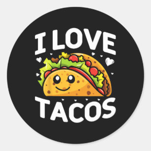 Ik hou van Tacos Mexicaanse partij Ik hou van Taco Ronde Sticker