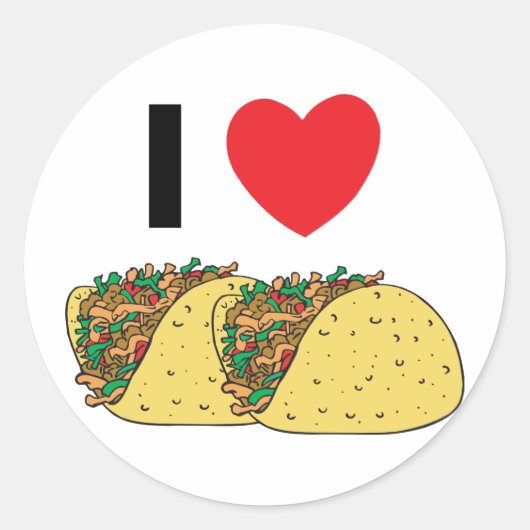 Ik hou van Tacos Ronde Sticker (Voorkant)