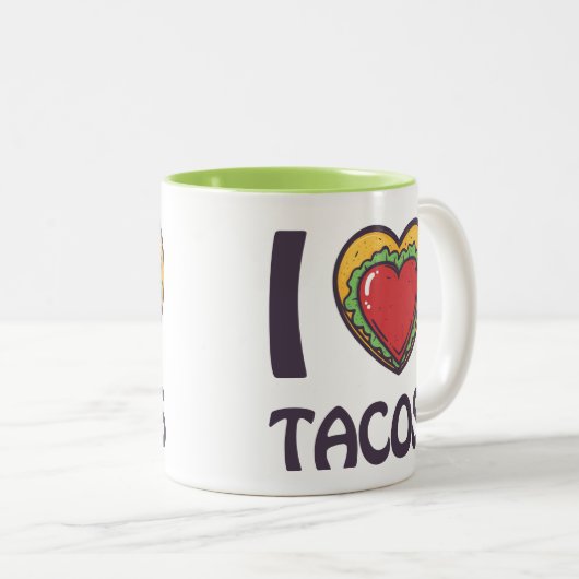 Ik hou van Tacos Tweekleurige Koffiemok (Voorkant rechts)
