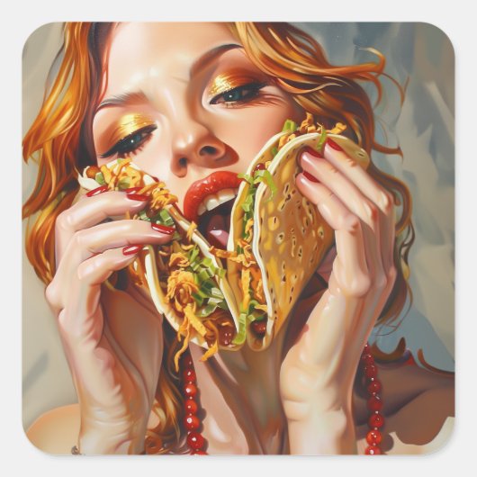 Ik hou van Tacos Vierkante Sticker (Voorkant)