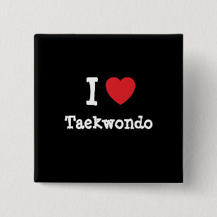 Ik hou van Taekwondo-hart op maat Vierkante Button 5,1 Cm