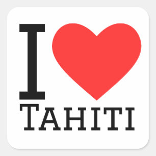 Ik hou van Tahiti Vierkante Sticker