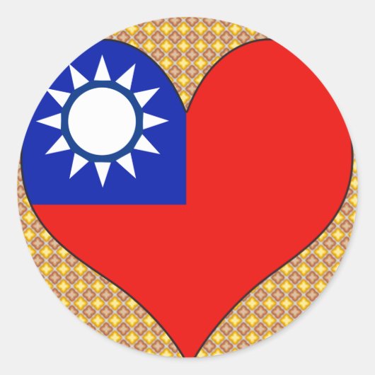 Ik hou van Taiwan Ronde Sticker (Voorkant)