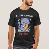 Ik hou van Taiyaki Schattige Kawaii kat eet Taiyak T-shirt (Voorkant)