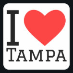 Ik hou van tampa vierkante sticker<br><div class="desc">Ik hou van Tampa,  voor liefhebbers van Florida</div>