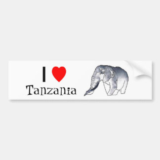 "Ik hou van Tanzania" olifantensticker Bumpersticker