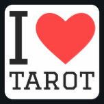 Ik hou van tarot vierkante sticker<br><div class="desc">Ik hou van tarot,  voor kaartliefhebbers</div>