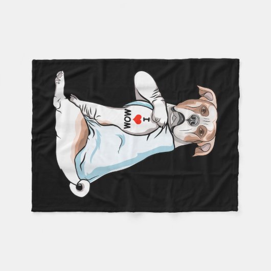 Ik hou van Tattoo American Bulldog Ma Hondenliefhe Fleece Deken (Voorkant (Horizontaal))