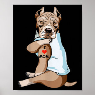 Ik hou van Tattoo American Pit Bull Ma Hondenliefh Poster