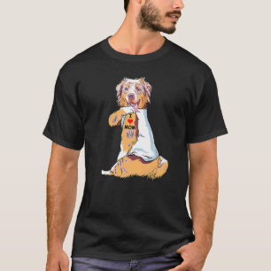 Ik hou van Tattoo Australian Shepherd Mam Dog Wom T-shirt
