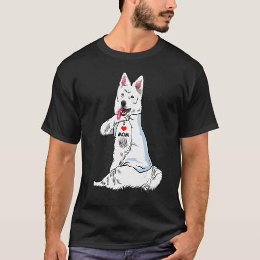 Ik hou van Tattoo Berger Blanc Suisse Moederdag T-shirt (Voorkant)