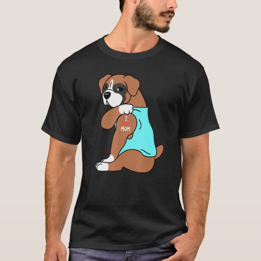 Ik hou van Tattoo Boxer Dog T-shirt (Voorkant)