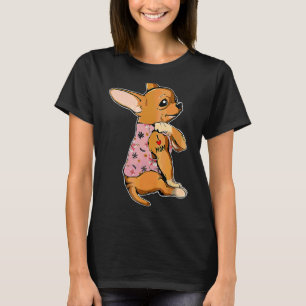 Ik hou van Tattoo Chihuahua Dog Flowers T-shirt