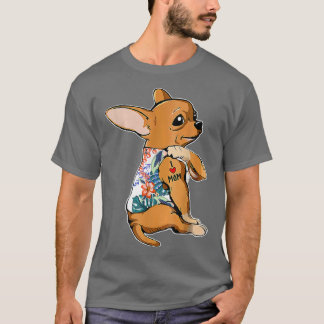 Ik hou van Tattoo Chihuahua Dogflower Moederdag T-shirt