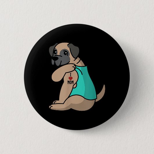 Ik hou van Tattoo Engels Mastiff Moeder Dog Ronde Button 5,7 Cm (Voorkant)