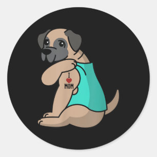Ik hou van Tattoo Engels Mastiff Moeder Dog Ronde Sticker