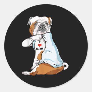 Ik hou van Tattoo Engelse Bulldog mama Hondenliefh Ronde Sticker
