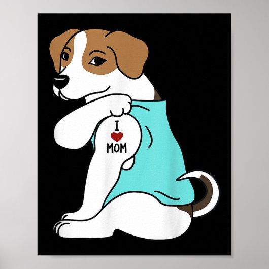 Ik hou van Tattoo Jack Russell Terrier Moederdag Poster (Voorkant)
