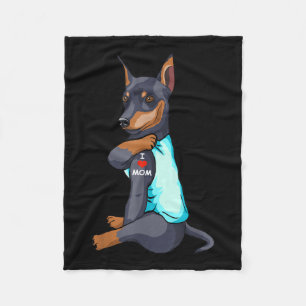 Ik hou van Tattoo Miniatuur Pinscher Mam Hondenlie Fleece Deken