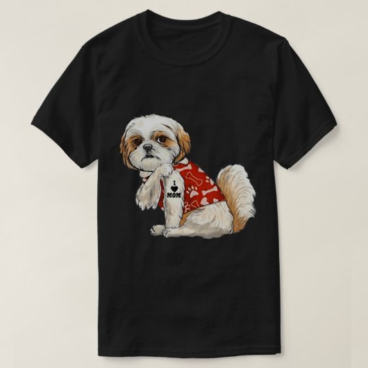 Ik hou van Tattoo Shih Tzu Mam Funny Moederdag T-shirt (Design voorkant)