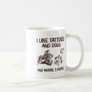 Ik hou van Tattoos en honden en misschien 3 mensen Koffiemok