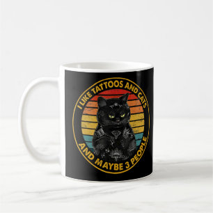 Ik hou van Tattoos en katten en kan 3 mensen zwart Koffiemok