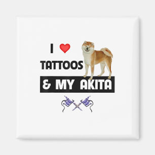 Ik hou van Tattoos en mijn Akita Dog tatoeëerde ma Magneet